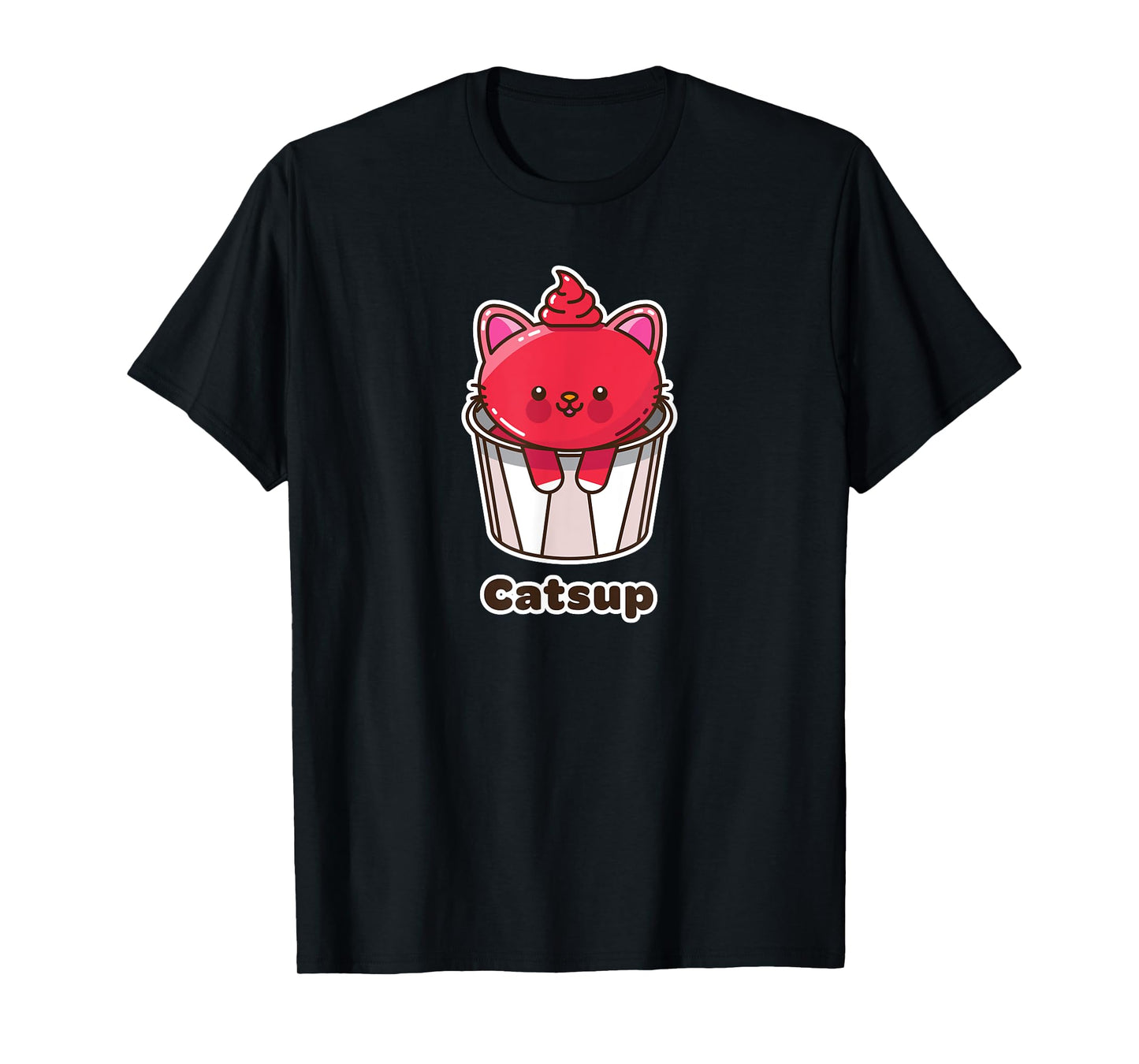 Kawaii Cat Catsup Ketchup Cute Fun Japanese Food Pun Gift T-Shirt for Men Women Kids