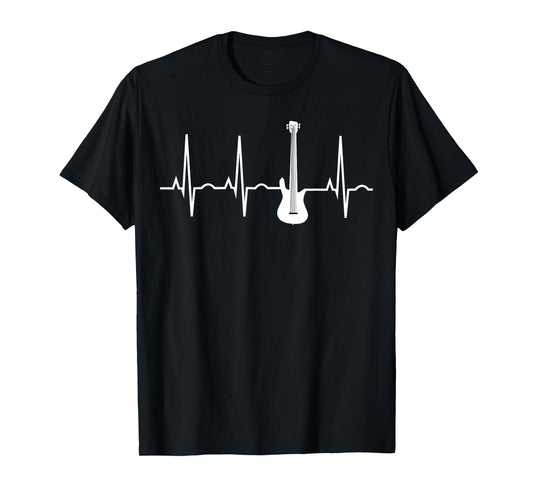 Bass Player Shirt - Bass Guitar Player Heartbeat T-Shirt T-Shirt