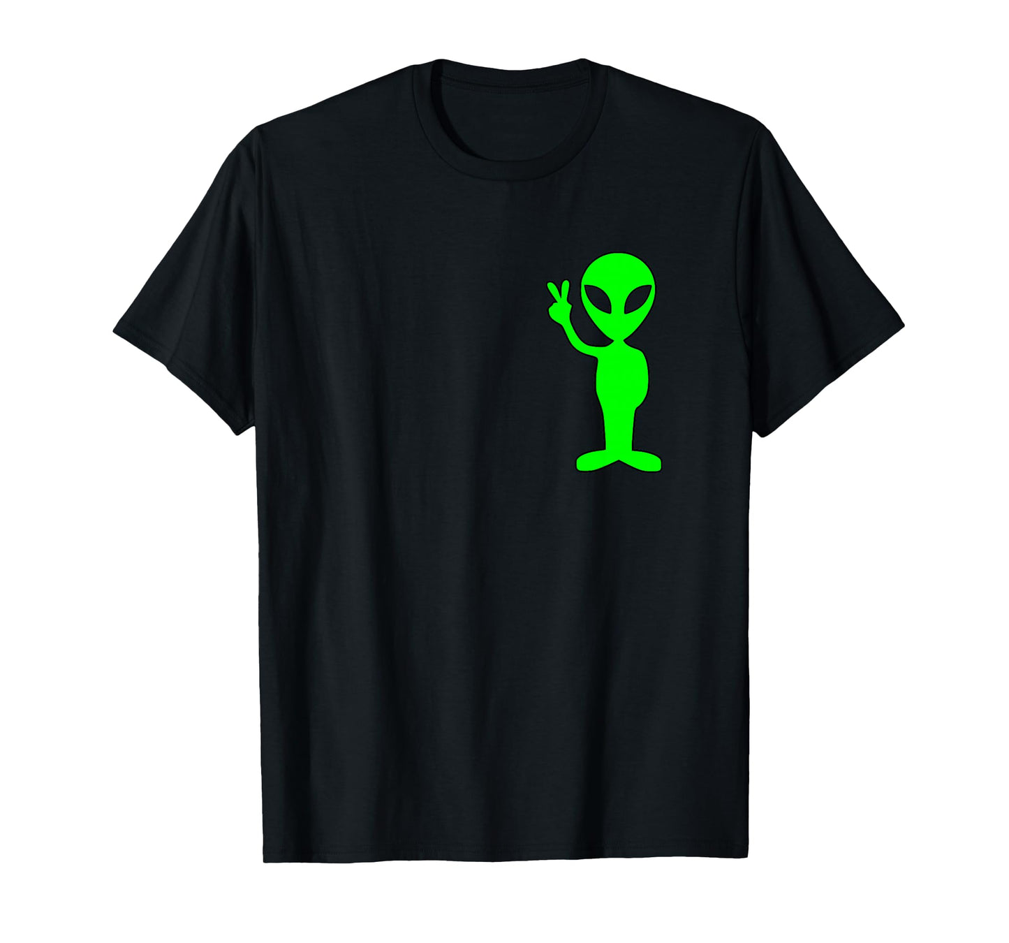 Lime Green Alien Peace Sign Funny Pocket Logo Graphic Gift T-Shirt