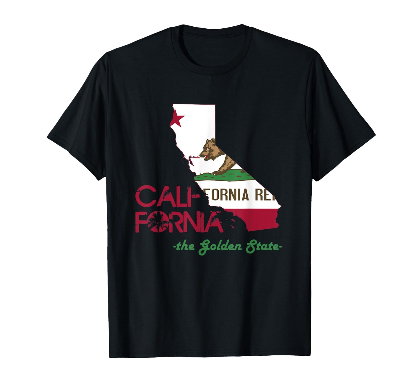 California State Flag Map T Shirt The Golden State T-Shirt