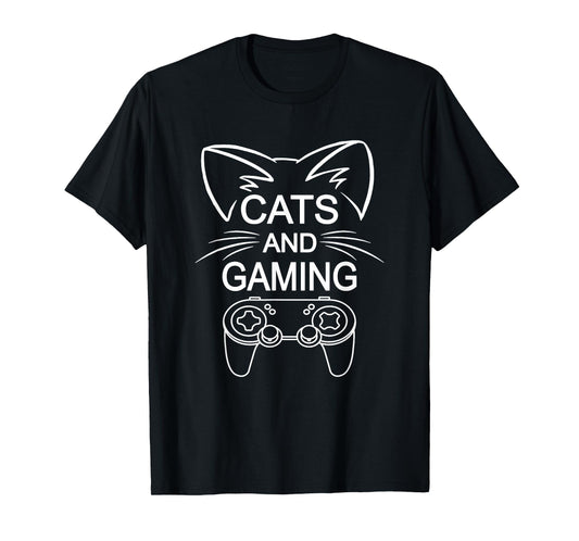 Gaming Gifts For Men Women Boys and Girls Outfit Cats And Gaming Funny Cat Lover Gaming Gift Gamer T-Shirt