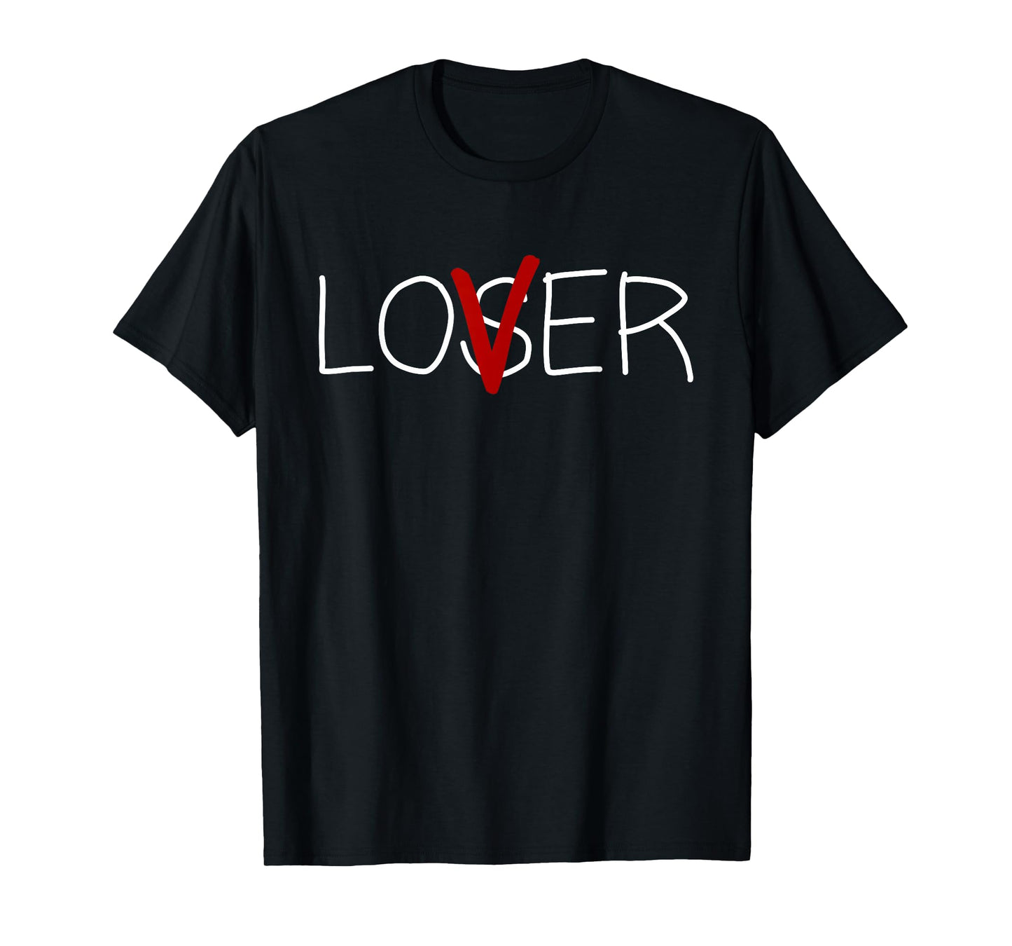 Loser Lover Club Co. Loser Lover Horror T-Shirt, Unisex-Adults, Short Sleeve, Black, Small