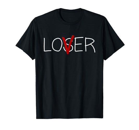 Loser Lover Club Co. Loser Lover Horror T-Shirt, Unisex-Adults, Short Sleeve, Black, Small