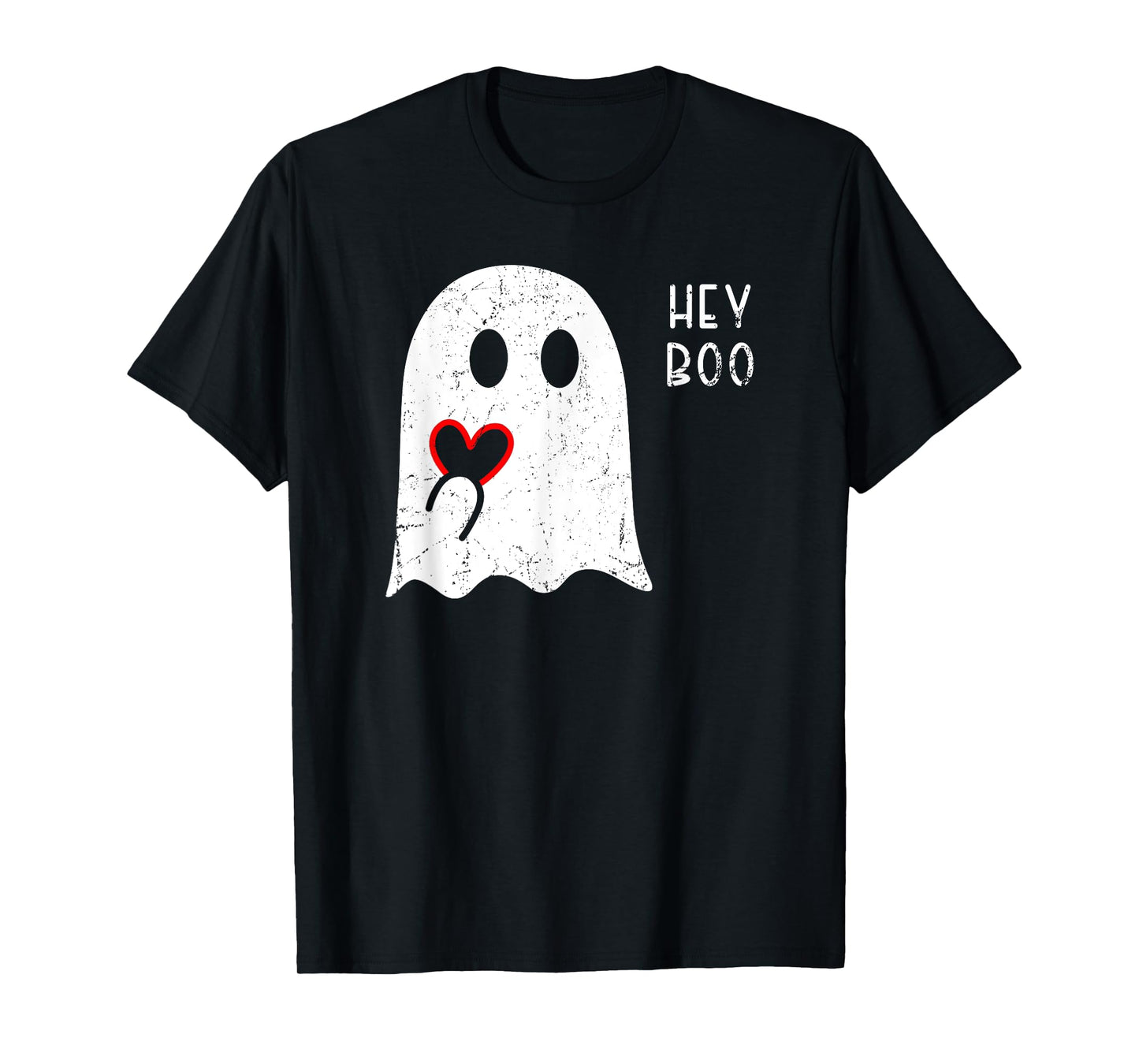 Hey Boo Ghost Heart Hand Sign Cute Halloween Spooky Season T-Shirt