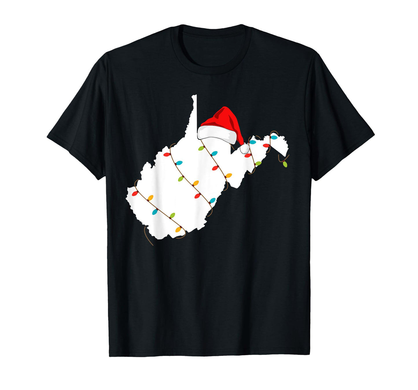 West Virginia Map Christmas T-Shirt With Santa Hat T-Shirt