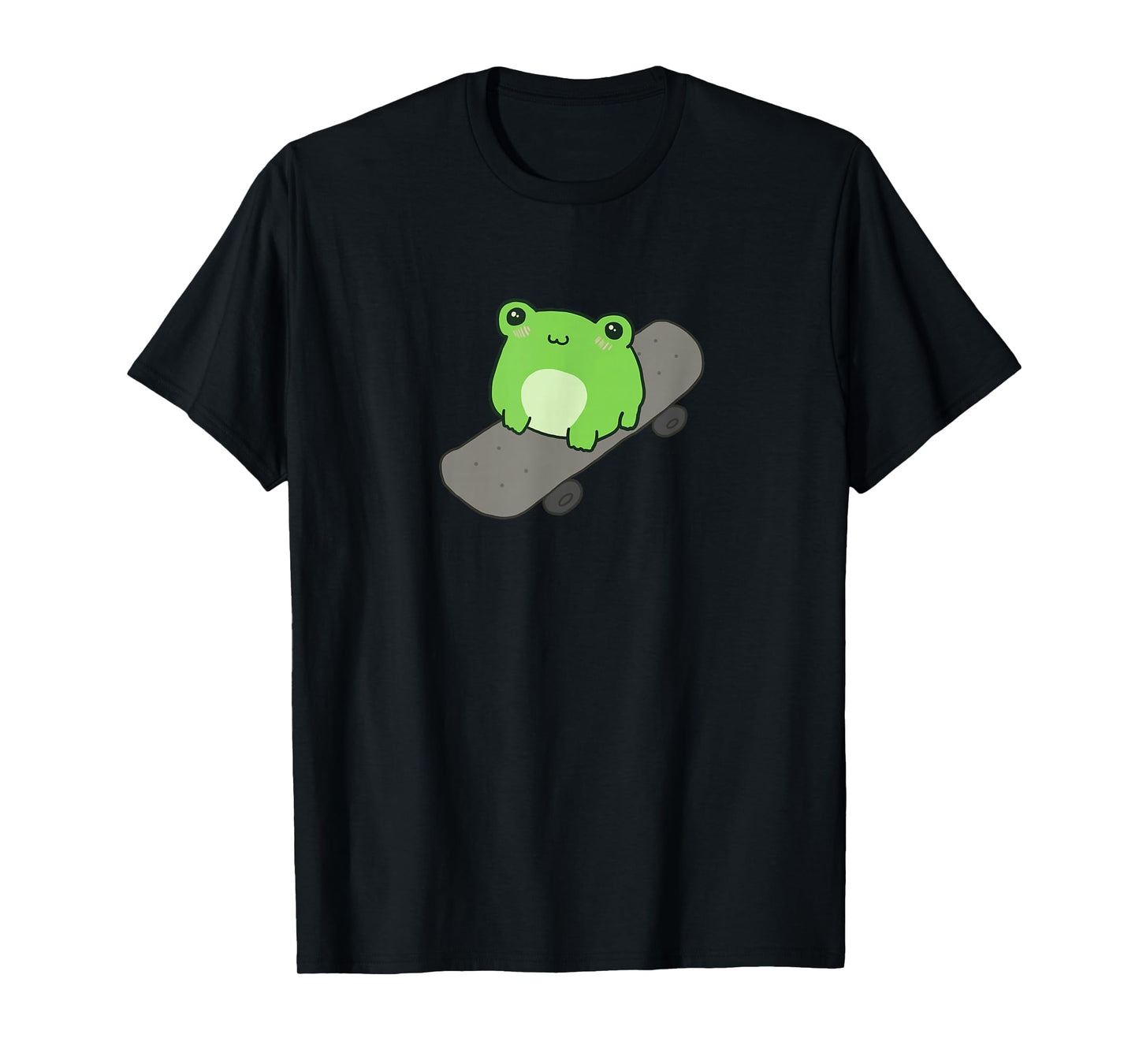 Cute Frog on Skateboard - Kawaii Aesthetic Frog T-Shirt Small