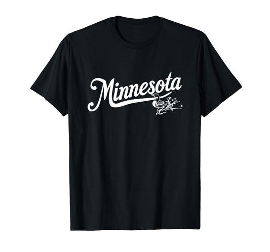 Minnesota - MN, Retro Vintage Script Common Loon Design T-Shirt