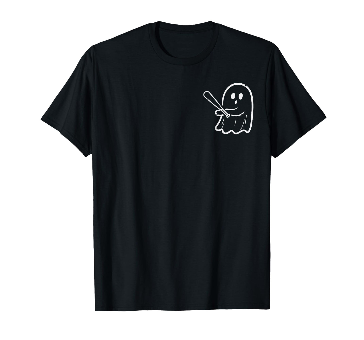 Ghost Playing Baseball Pocket Retro Halloween Costume Sports T-Shirt