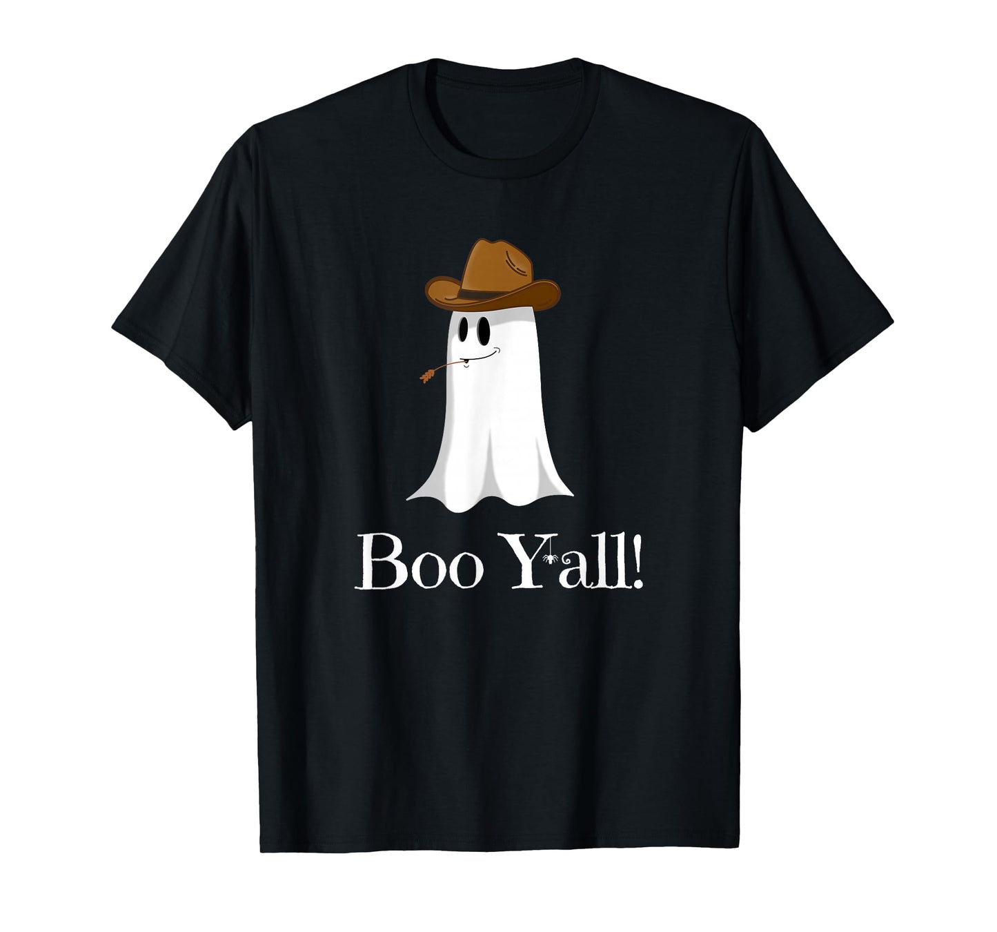 Boo Y'all! Funny Saying - Cowboy Hat Ghost Graphic Halloween T-Shirt