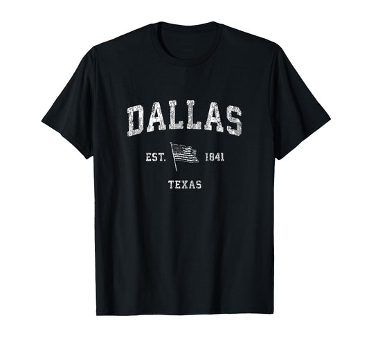 Dallas Texas TX T-Shirt Vintage US Flag Sports Tee T-Shirt