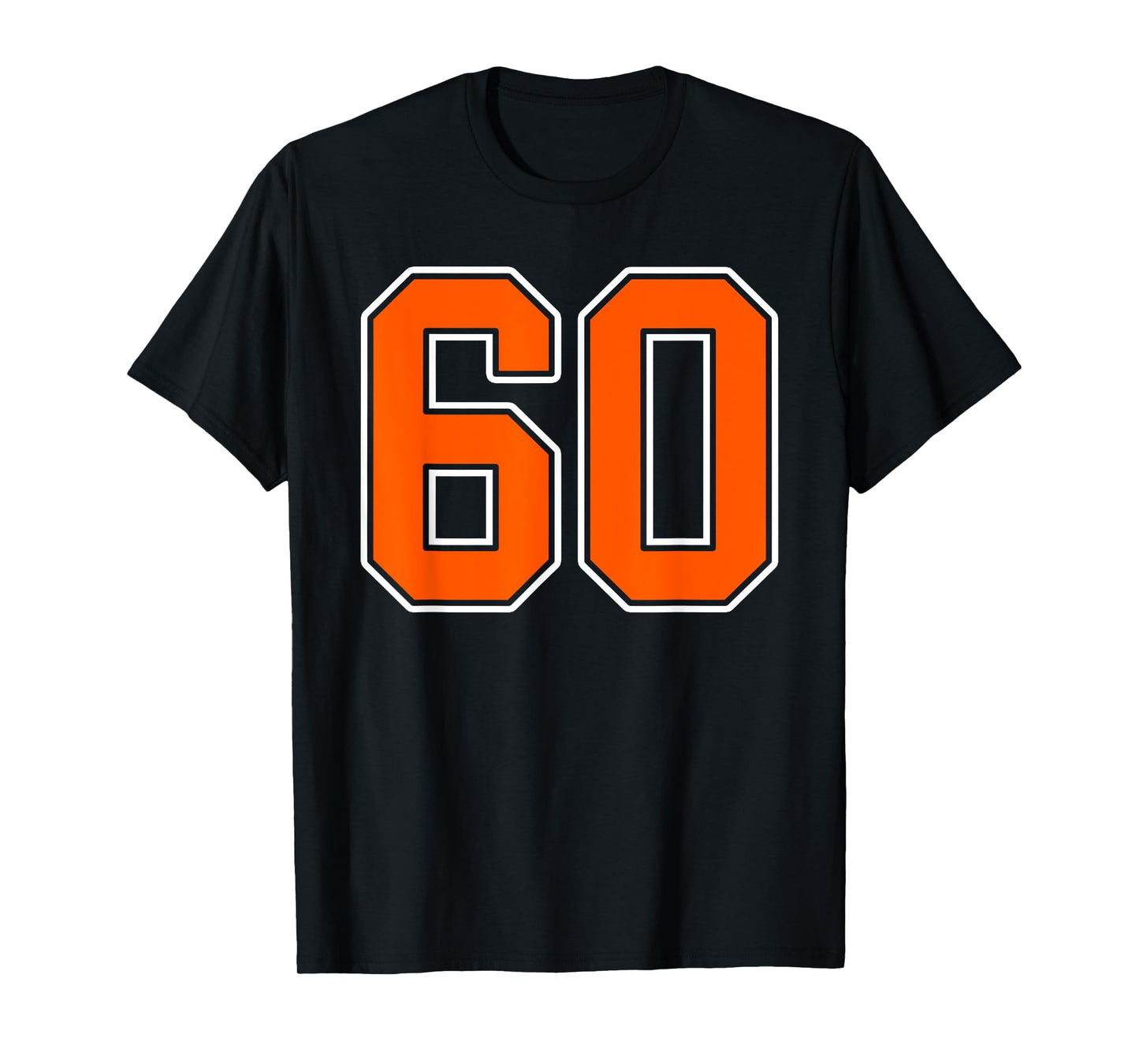 Orange White Number 60 Jersey Player Uniform #60 T-Shirt