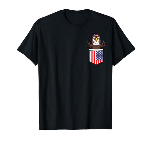 Eagle in Pocket Patriotic Independence Day 4th of July USA T-Shirt