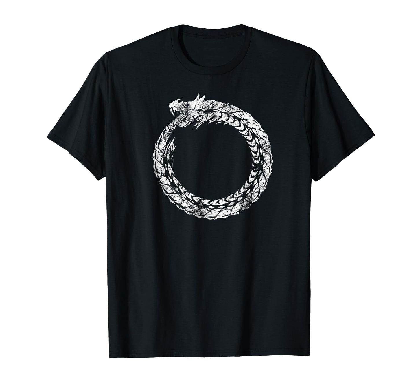 Gothic Medieval Ouroboros Snake Eating Itself White Novelty T-Shirt