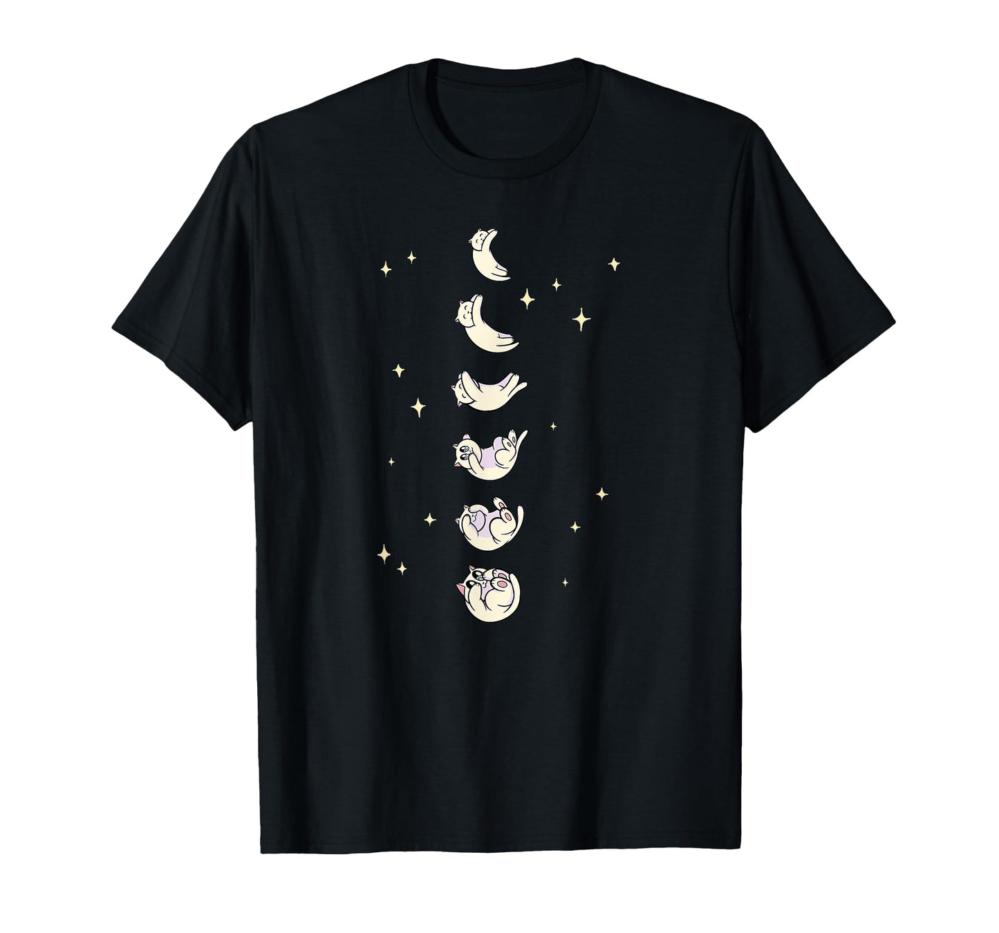 Anime Cat Phases of the Moon Cute T-Shirt