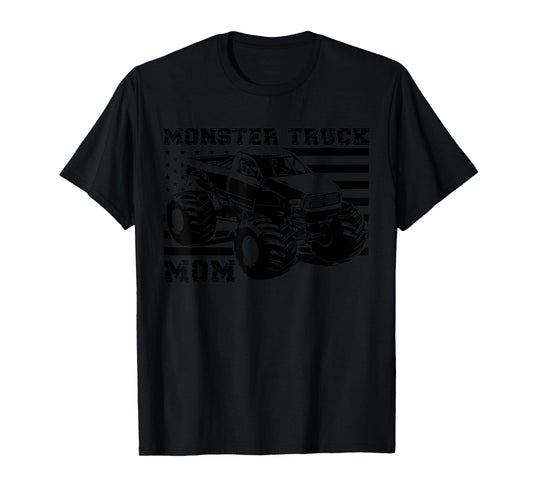 Patriotic Art Love USA Proud American Flag Monster Truck Mom T-Shirt
