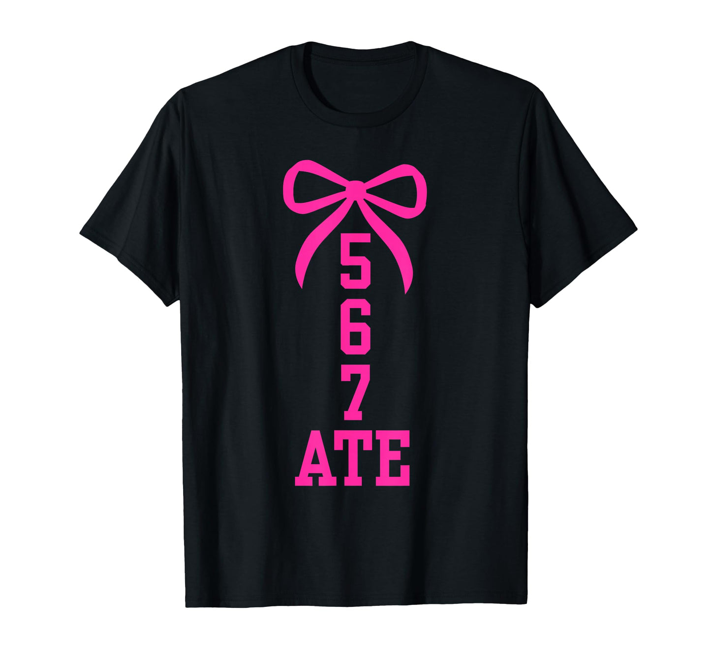Five Six Seven Ate Cheer Dance Coquette Bow Pink Cheerleader T-Shirt