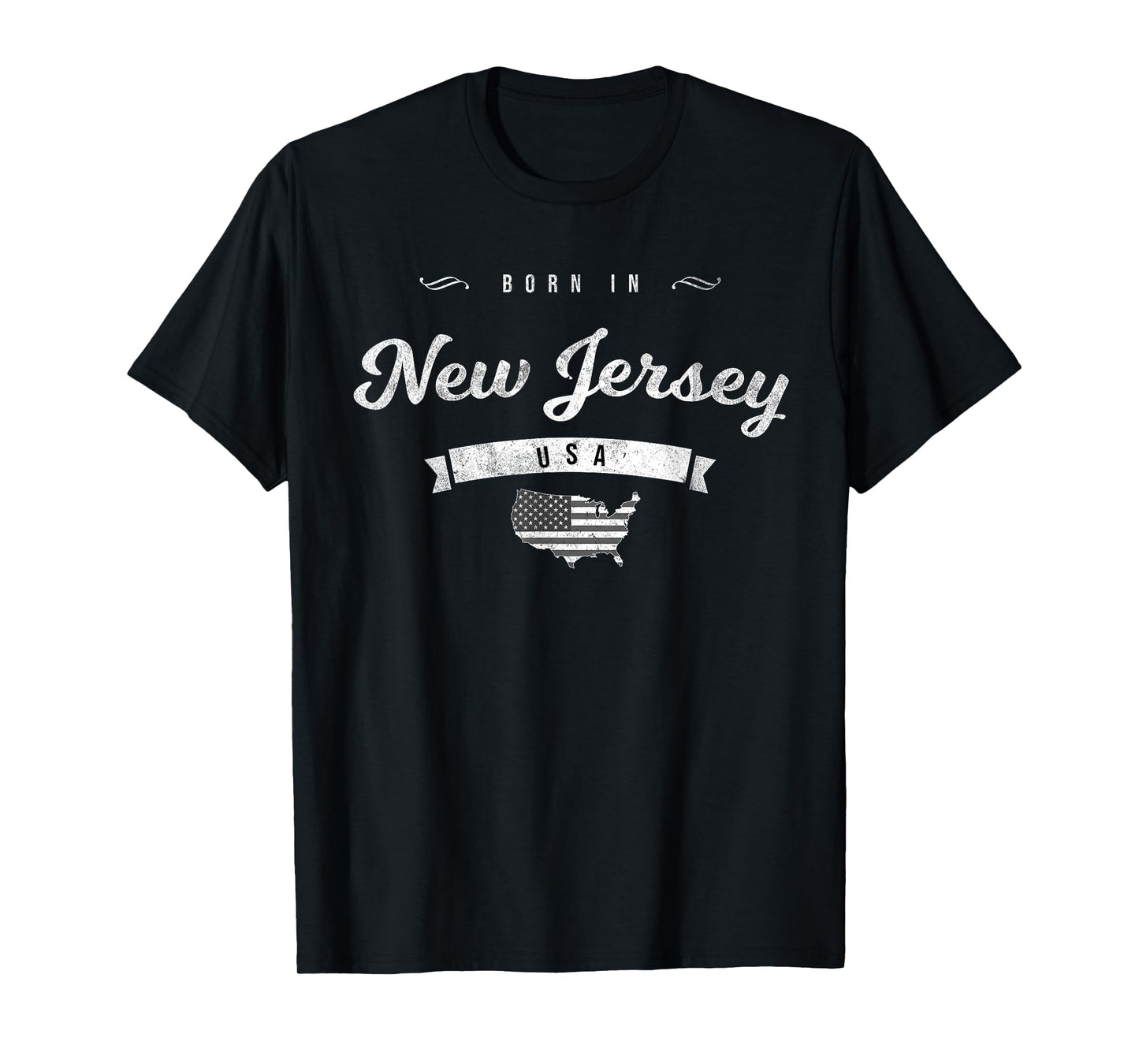 Born in New Jersey NJ Retro Vintage USA Map Flag T-Shirt