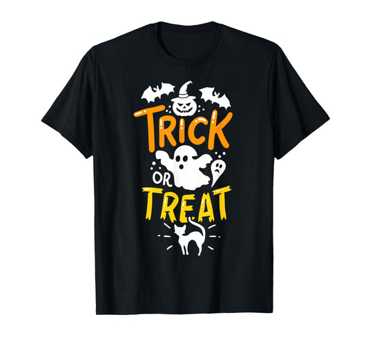 Happy Halloween Shirt Trick Or Treat Party Tshirt Ghost Bat T-Shirt