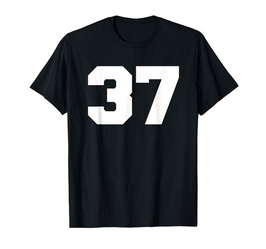 Number 37 Sports Jersey Player #37 Fan FRONT Print Varsity T-Shirt
