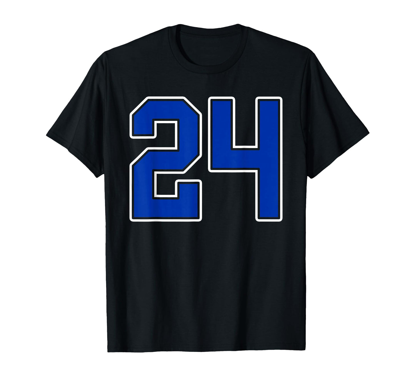 Royal Blue White Number 24 Jersey Player Uniform #24 T-Shirt
