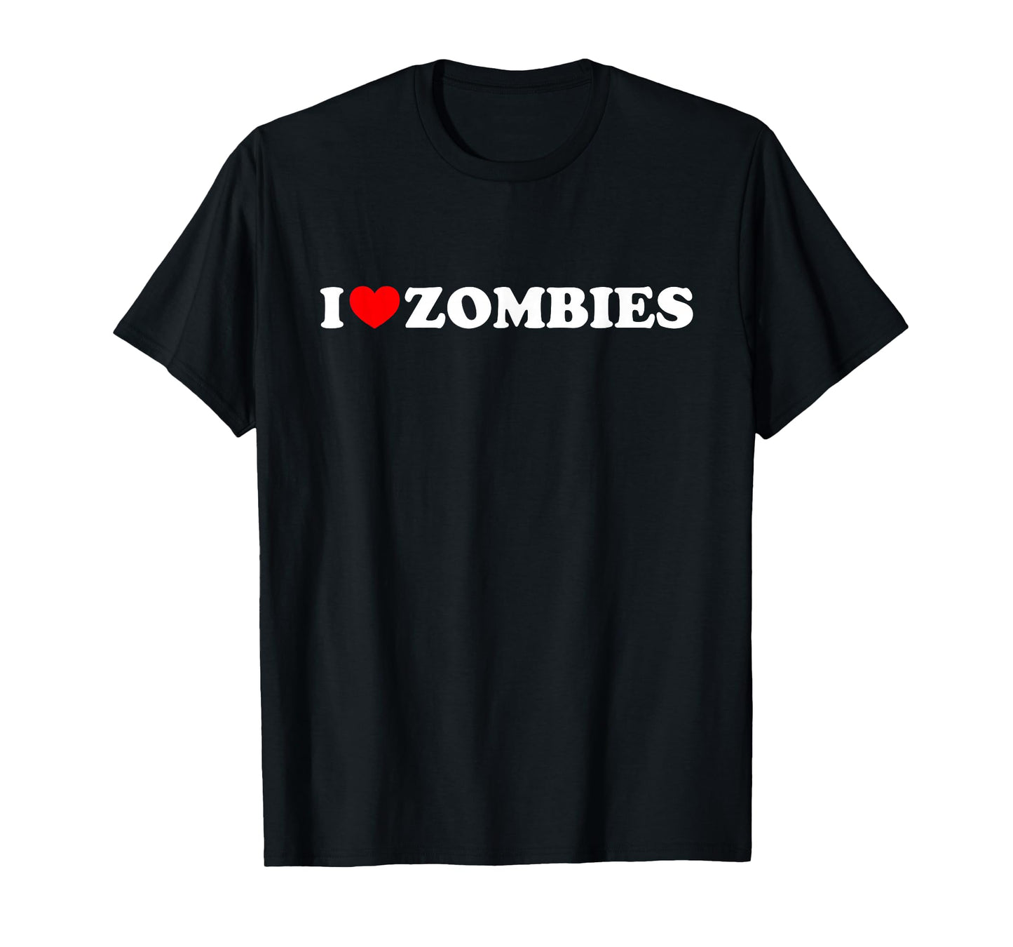 I Heart (Love) Zombies T-Shirt - White Text Red Heart Design T-Shirt