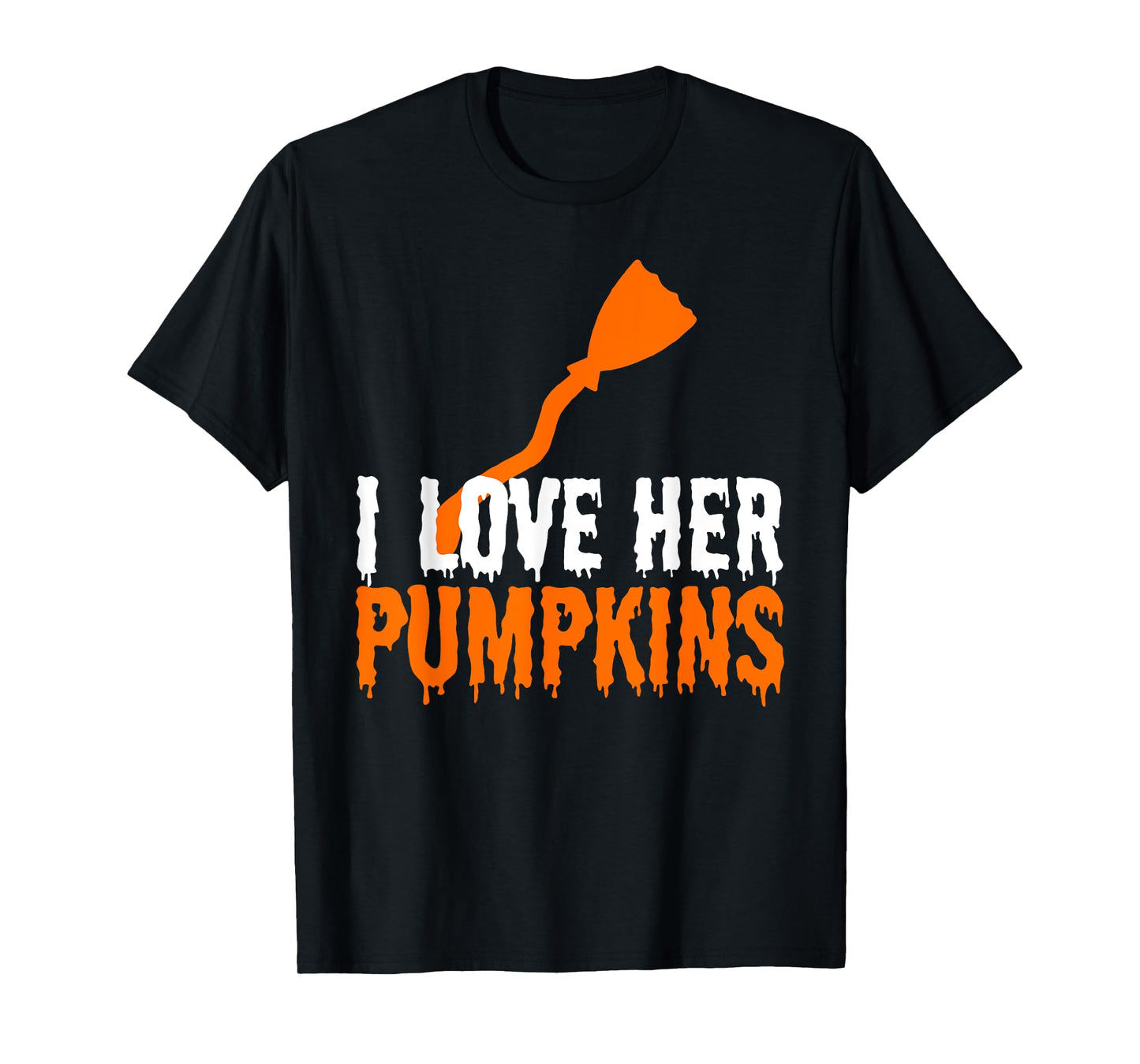 I Love His Broomstick I Love Her Pumpkins Halloween Couples T-Shirt