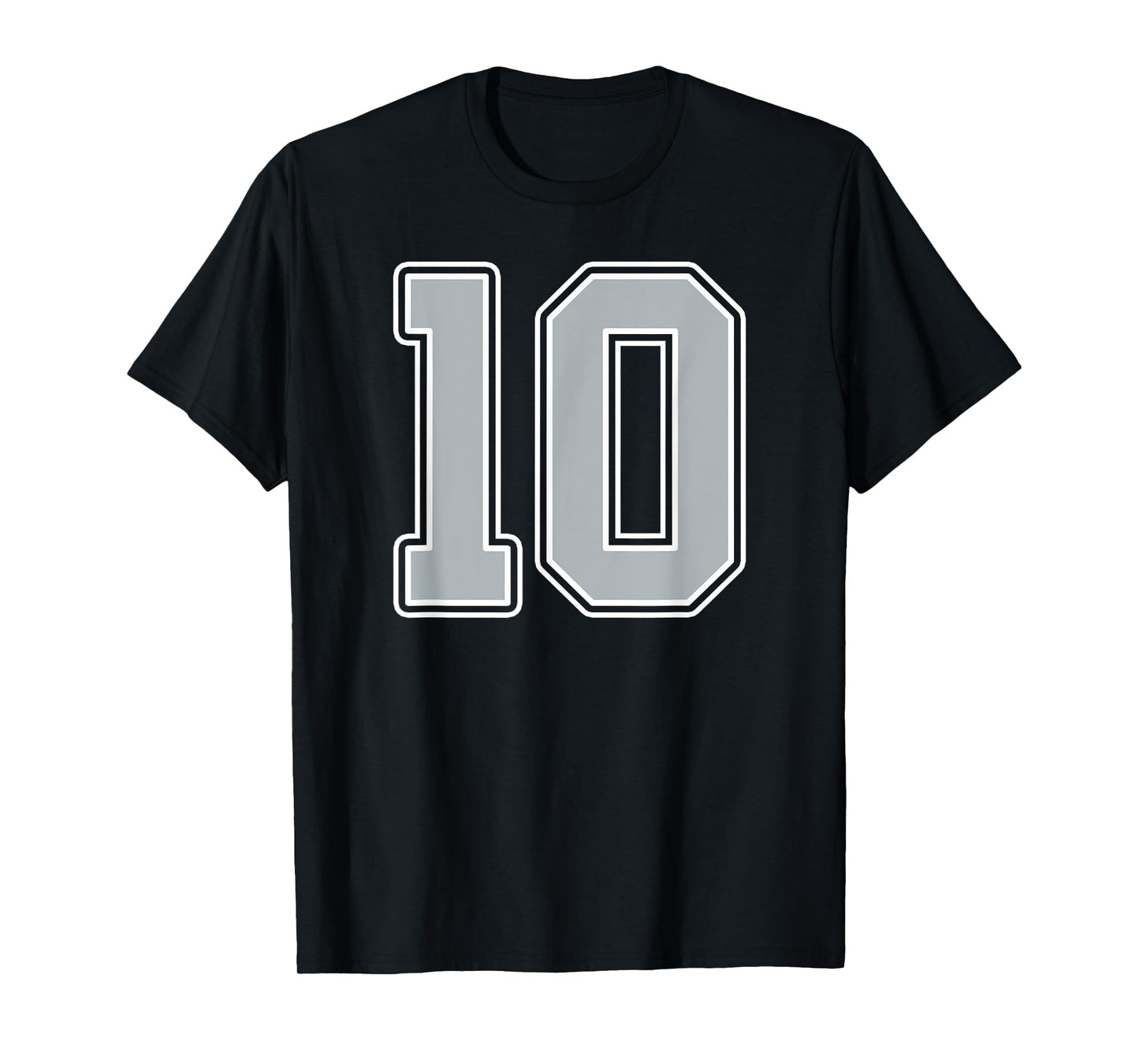 Silver Black White Number 10 Jersey Player Uniform #10 T-Shirt