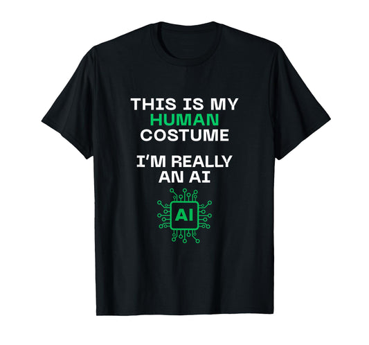 Funny This is My Human Costume I'm Really an AI Halloween T-Shirt