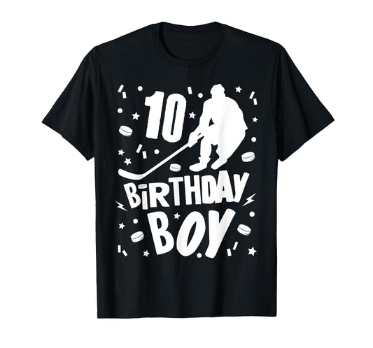 10th Birthday Boy Ice Hockey Kids 10 Years Old Party Gift T-Shirt