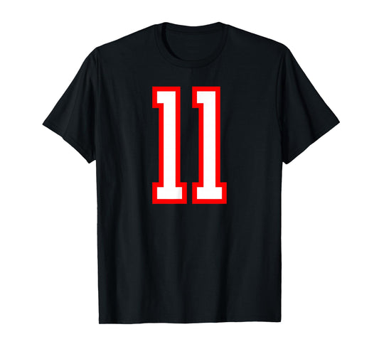 Number #11 Sport White Red Uni Number T-Shirt