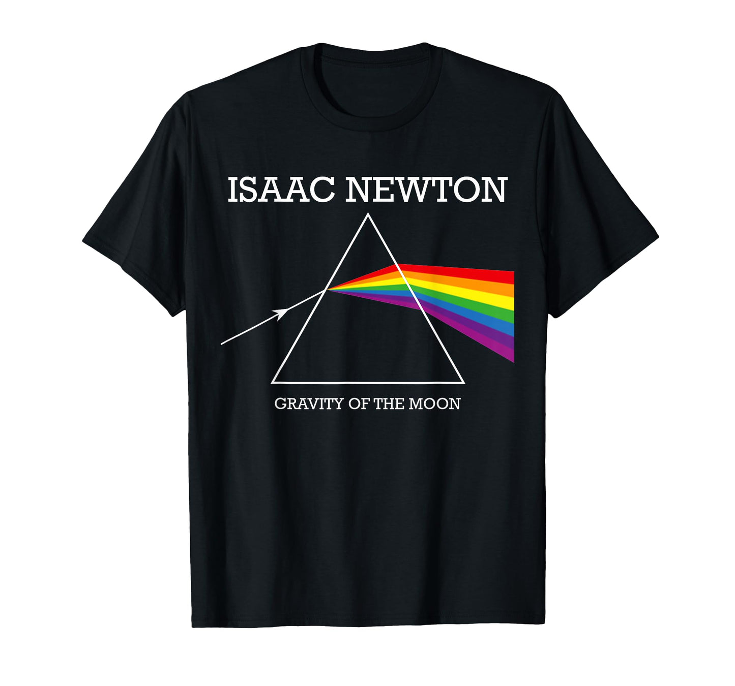 Nerdy Isaac Newton Prism Gravity of the Moon Rock Music Geek T-Shirt