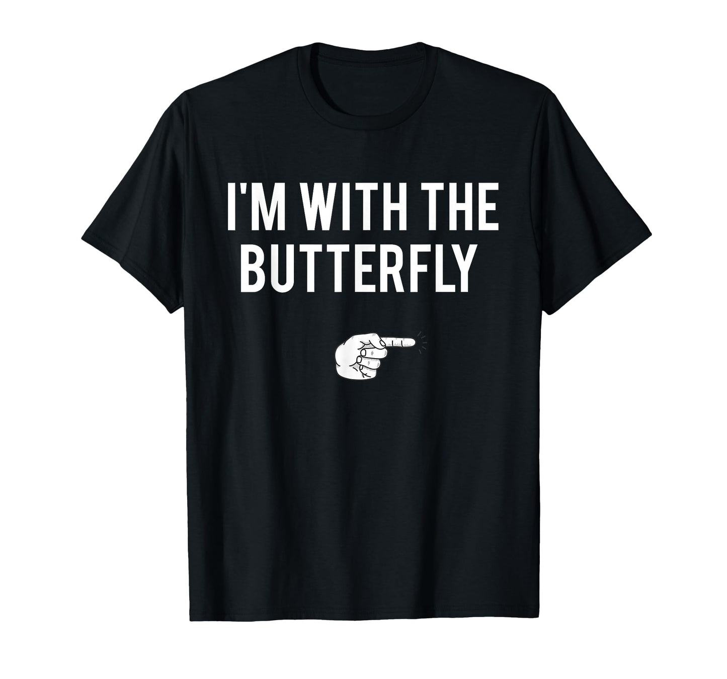 I'm With Butterfly Halloween Costume Party Matching Couple T-Shirt