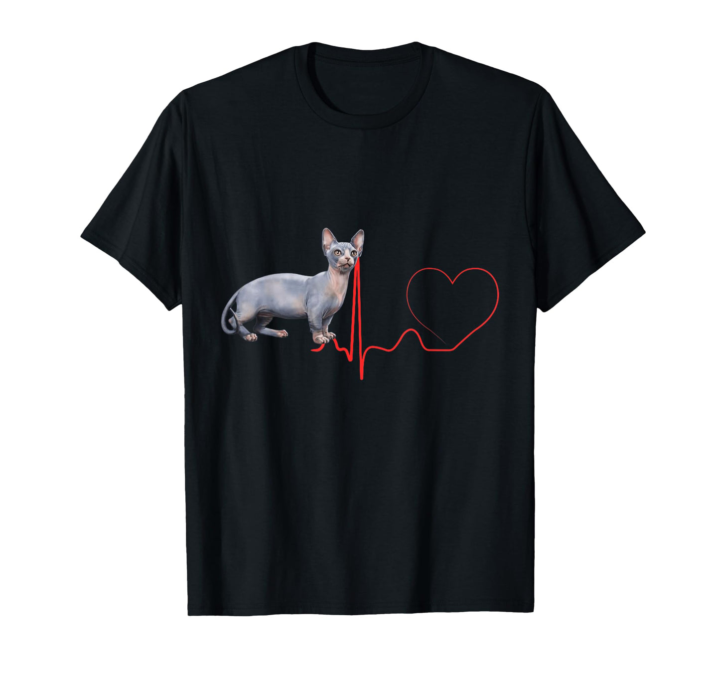 Minskin Cat Heartbeat EKG Funny for Cat Lovers Owners Men Women T-Shirt