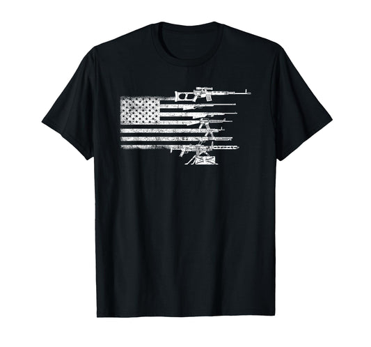 American Flag Gun Women Men T-Shirt