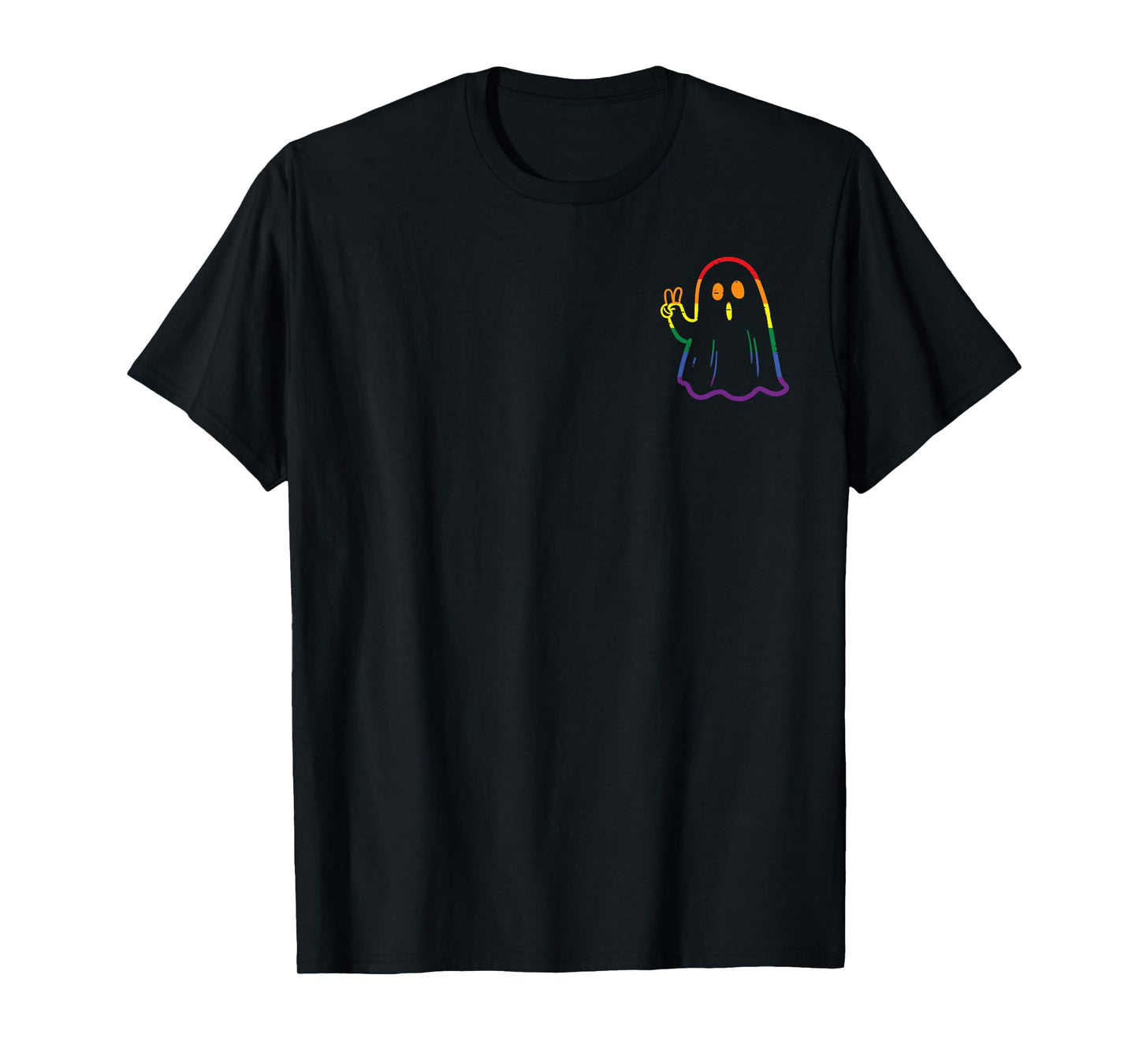 Rainbow LGBT Ghost Peace Sign Gay Pride Halloween Costume T-Shirt