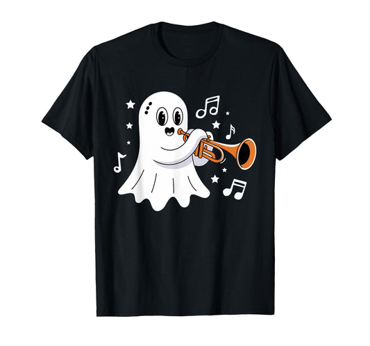 Halloween Ghost Music Teacher Playing Instruments T-Shirt