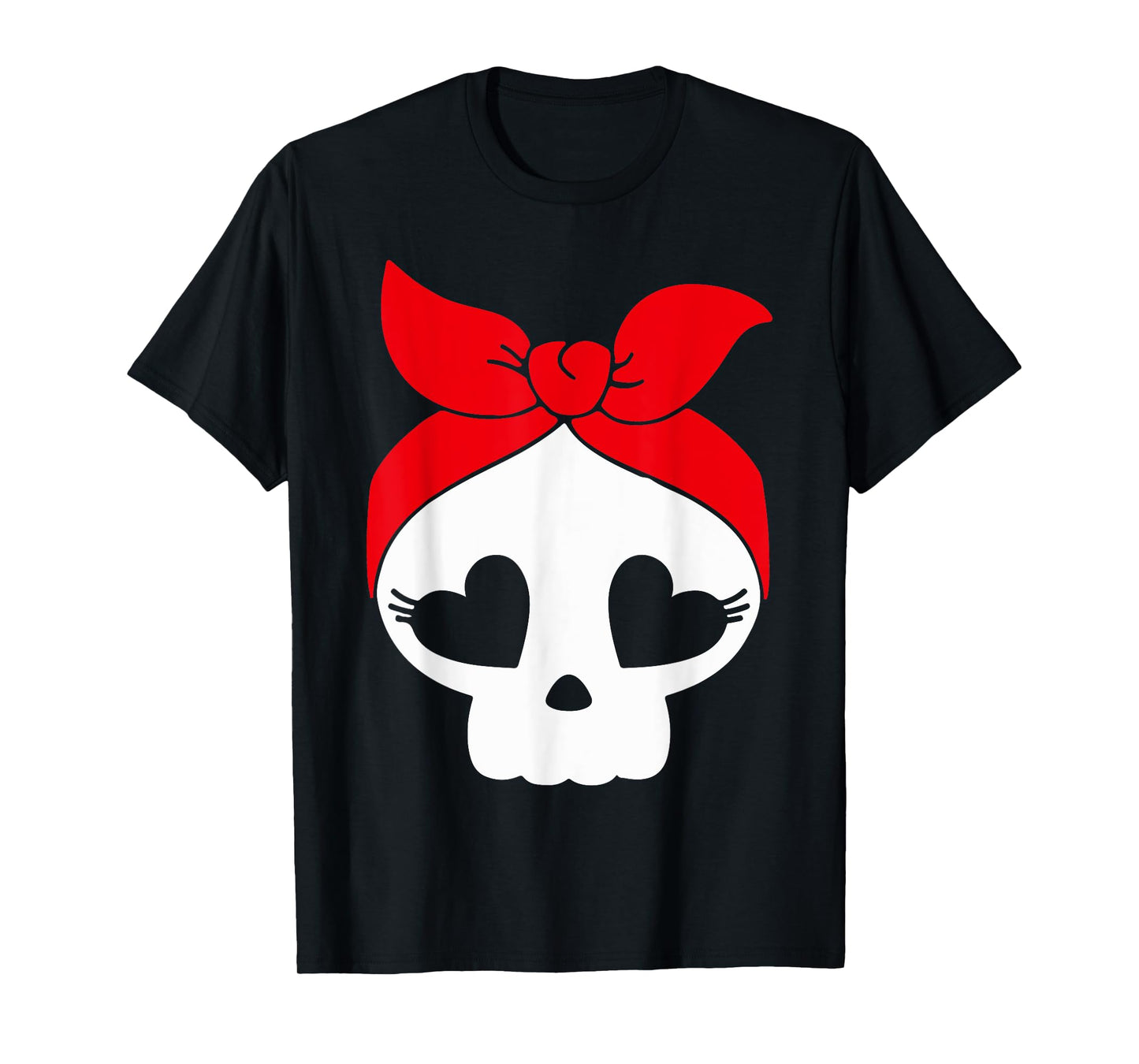 Skeleton Hear Eyes Lazy Halloween Costume Cute Skull Bandana T-Shirt