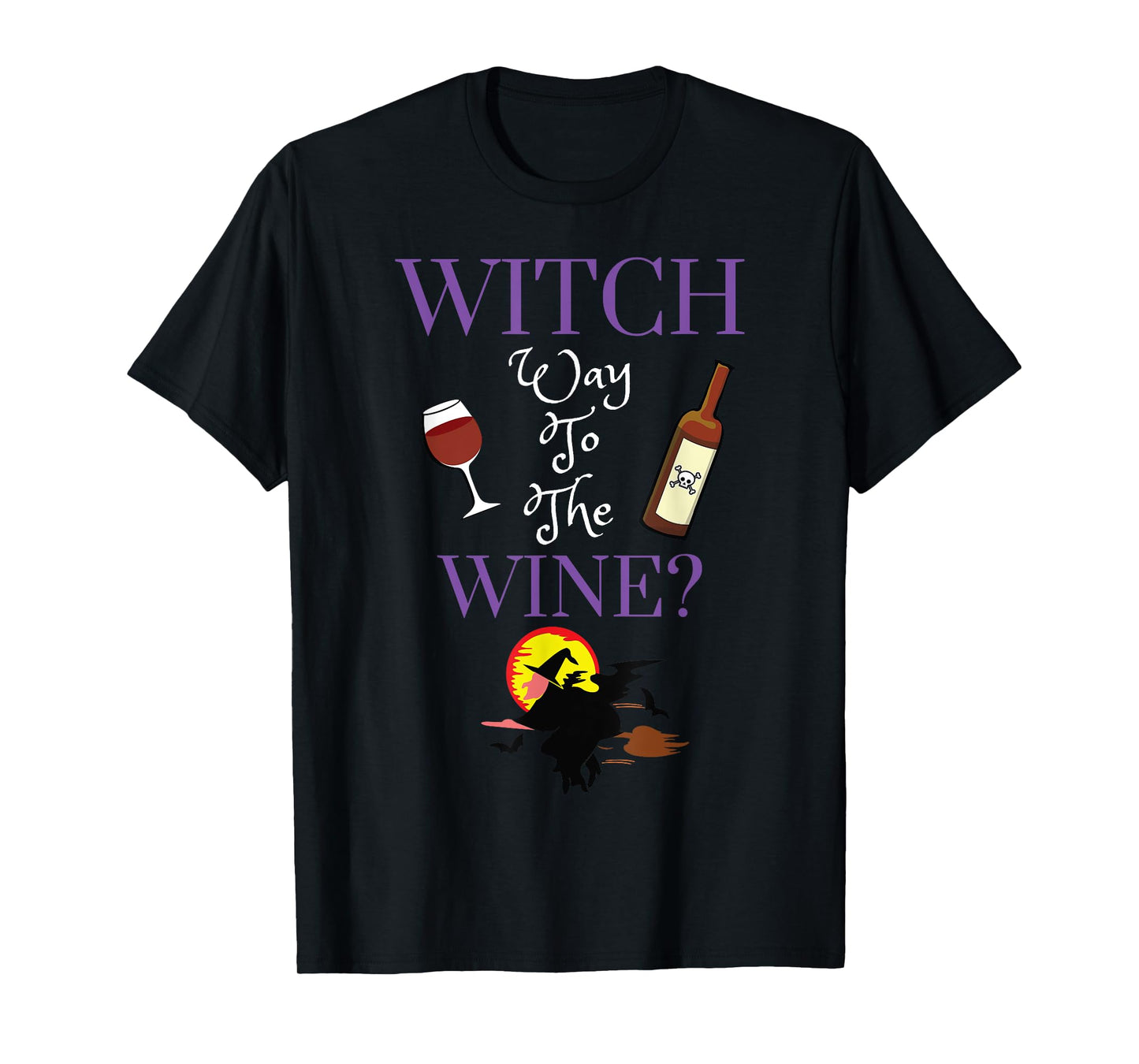 Witch Way To The Wine Women Halloween Booze Drinking Women T-Shirt