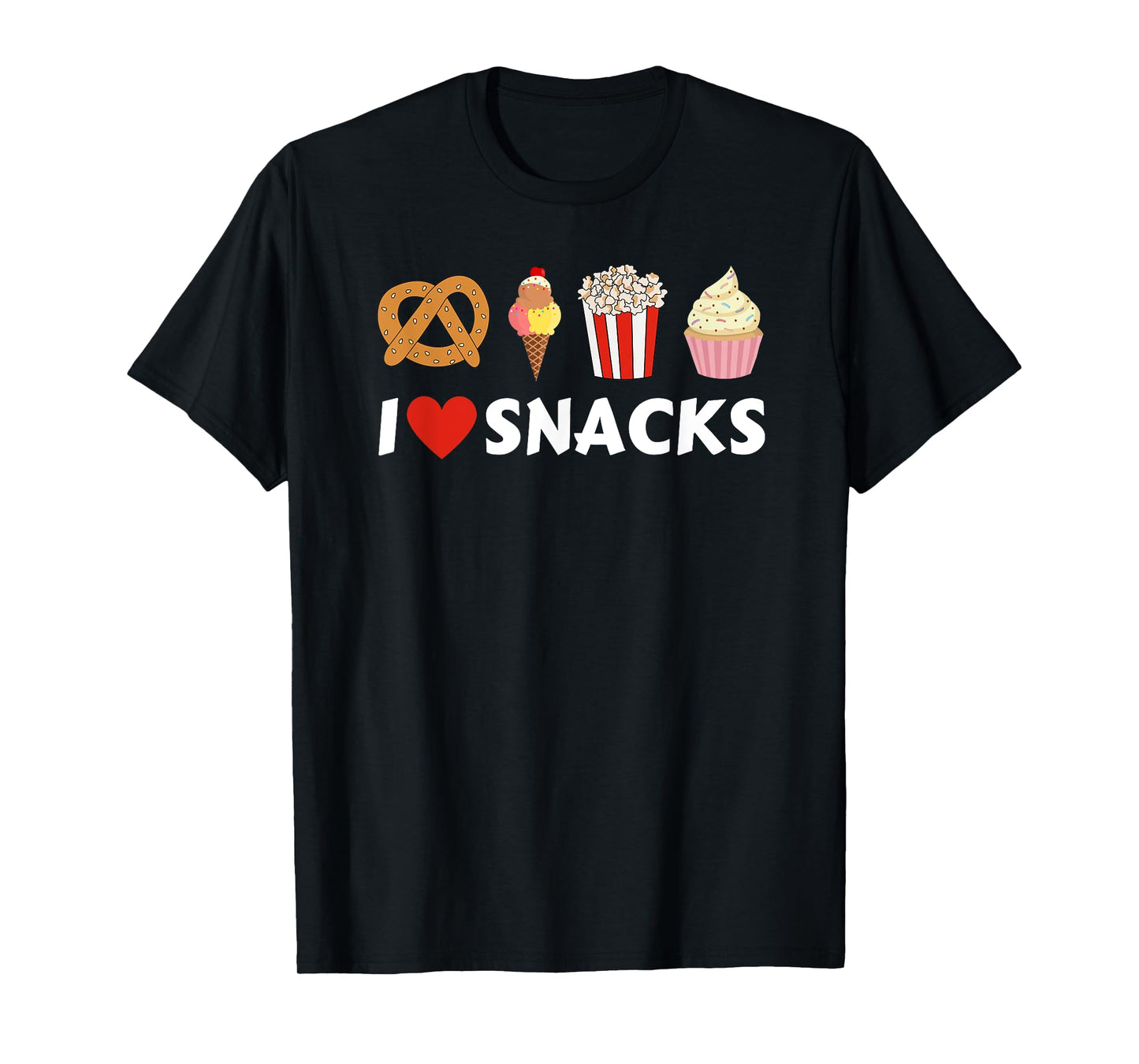 I Love Snacks Food Lover Heart Funny Foodie T-Shirt