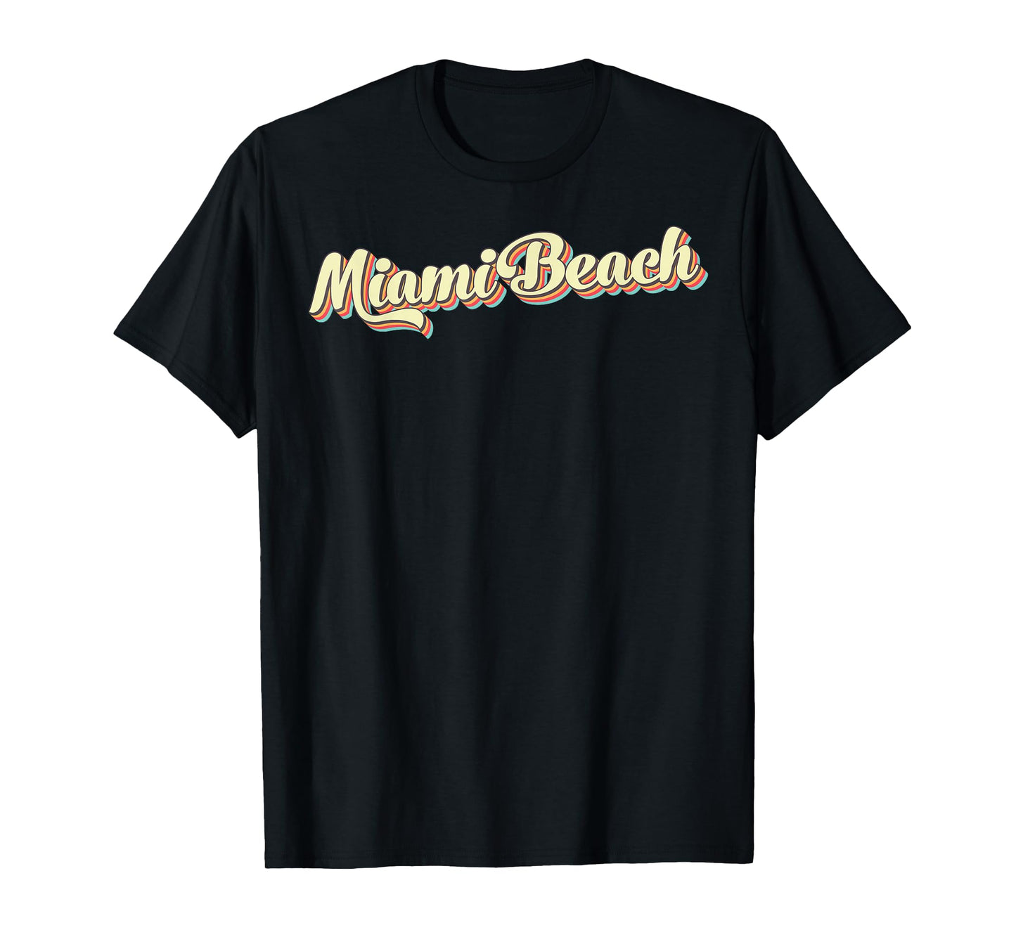 Miami Beach TShirt Retro Art Baseball Font Vintage T-Shirt