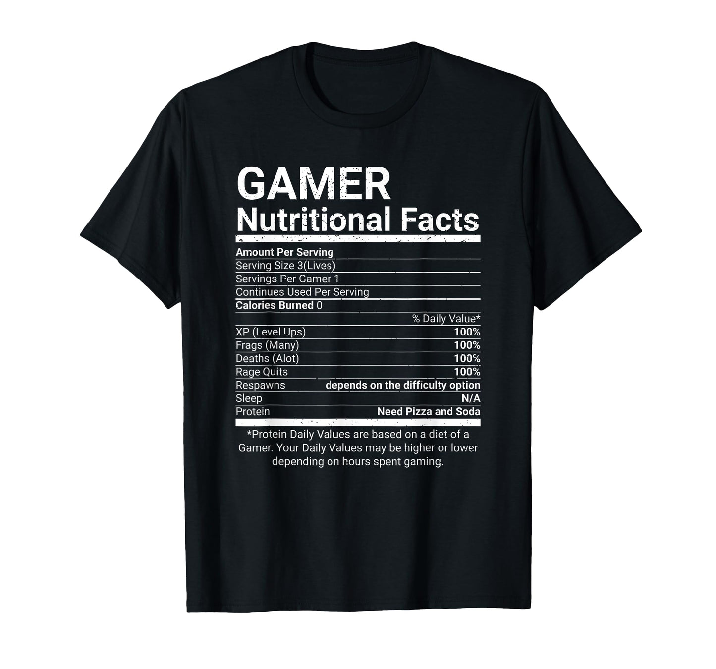 Gamer Nutrition Facts Video Games Computer Nerd T-Shirt