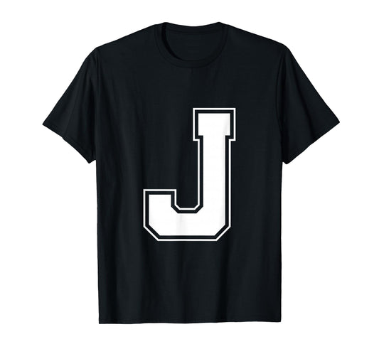 Letter J Big Bold Capital Varsity Alphabet Monogram T-Shirt