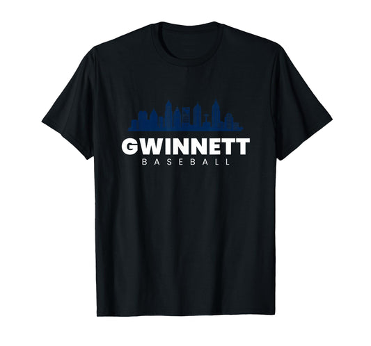 Gwinnett Baseball Vintage City Skyline Retro Baseball Lover T-Shirt