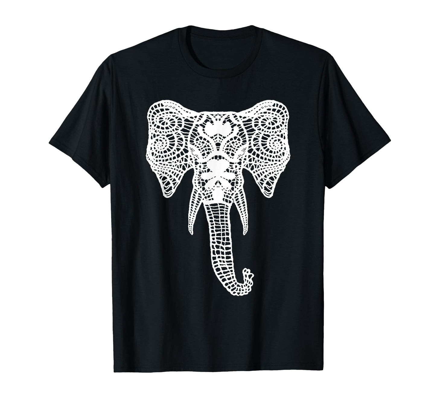 Elephant Design Elegant white Lace Elephant Head T-Shirt