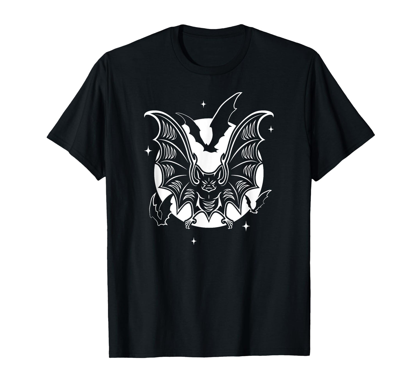 Vampire Bats And Moon With Stars At Night Halloween Goth T-Shirt