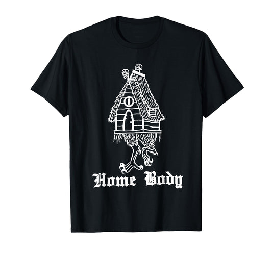 Funny Baba Yaga's Hut Home Body Tee Shirt - Unisex Kids Halloween T-Shirt - Black - Small