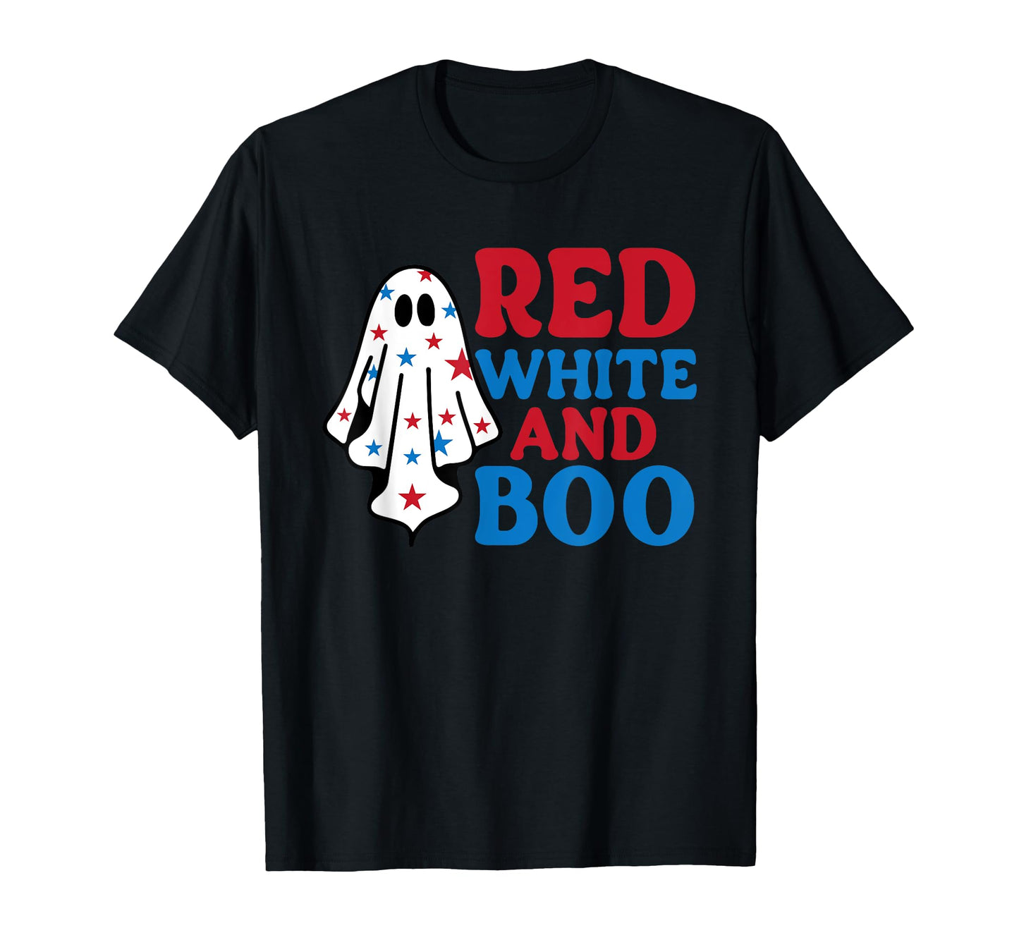 4th of July Ghost, Red White and Boo Patriotic Halloween USA T-Shirt