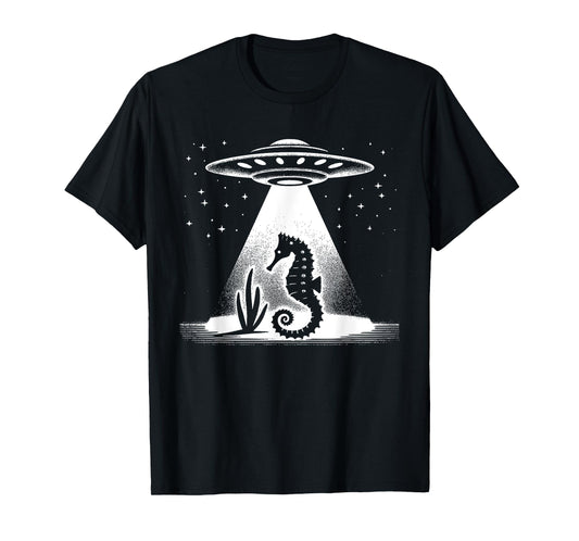 Seahorse Dad Mom Lover - Funny Alien UFO T-Shirt
