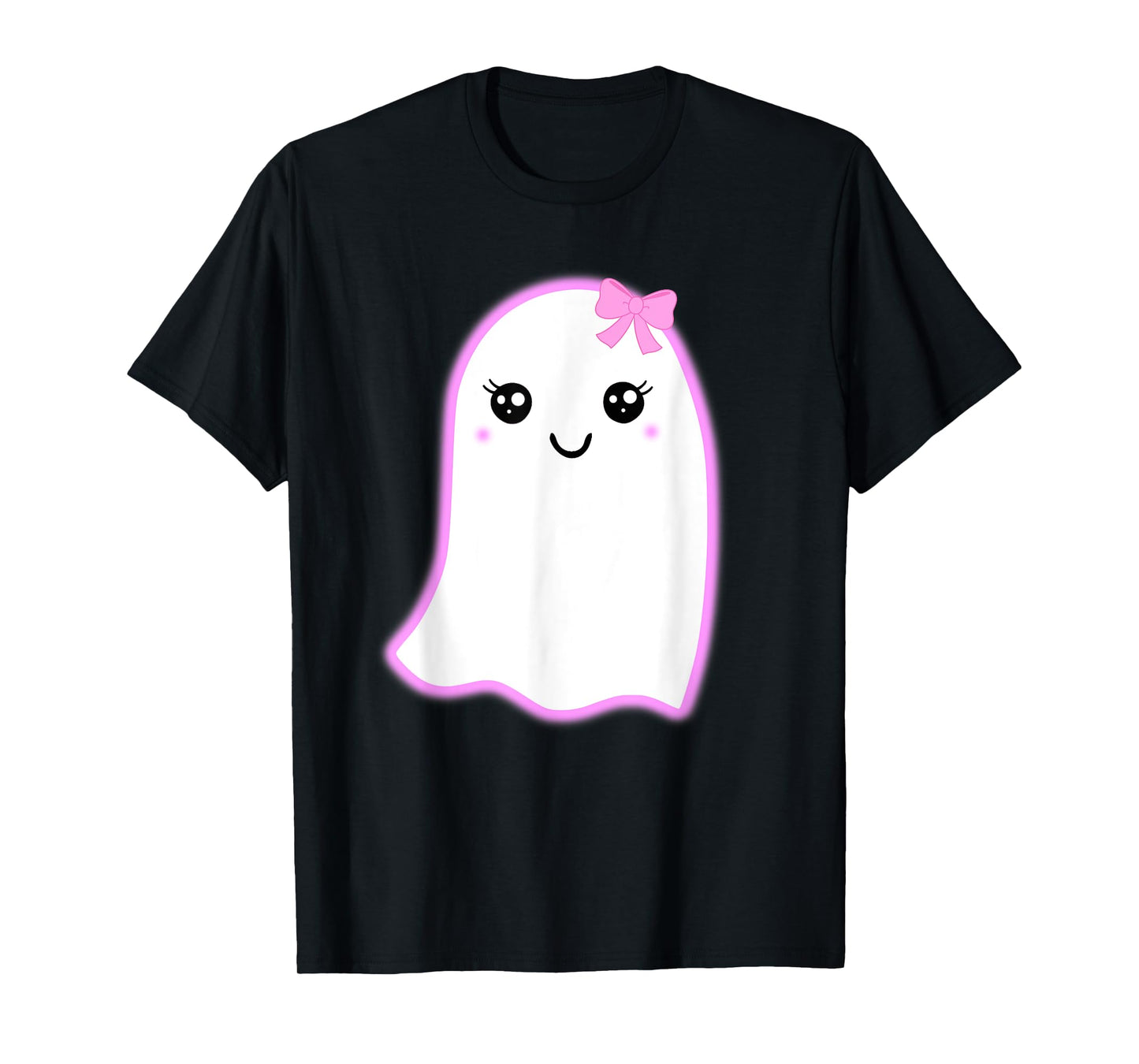 Halloween Cute Ghost Kawaii Style Pink Bow Girls Graphic T-Shirt