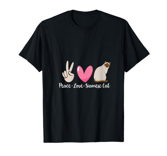 Siamese Cat Peace Love Siamese Cat V-Neck T-Shirt